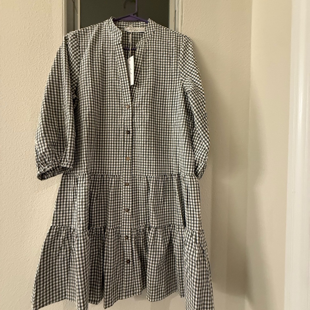 Petal & Pup Black and White Checkered Mini Dress
